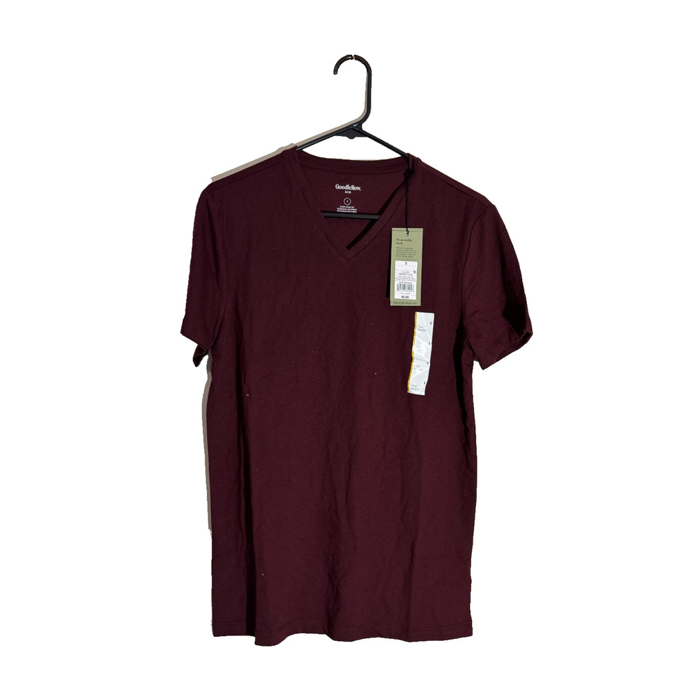 Goodfellow & Co Men's Every Wear Short Sleeve V-Neck T-Shirt Small Burgundy NWT